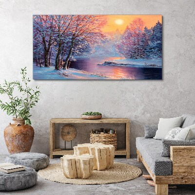 Canvas schilderij Winterlandschap bij zonsopgang