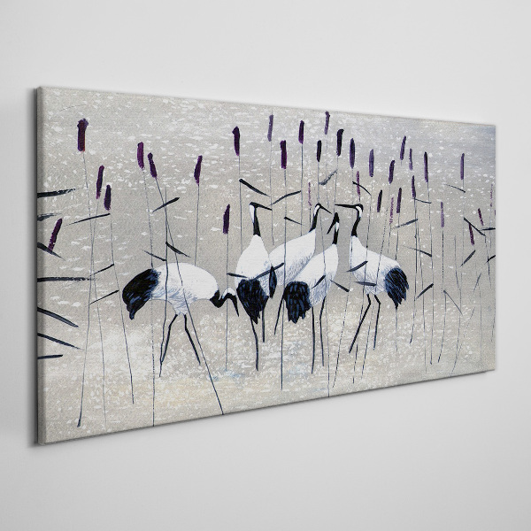 Canvas schilderij Witte kraanvogels in het riet