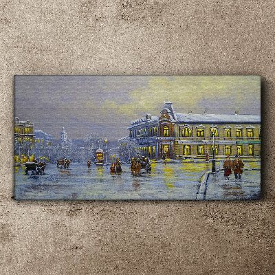 Foto op canvas Een winteravond in de stad