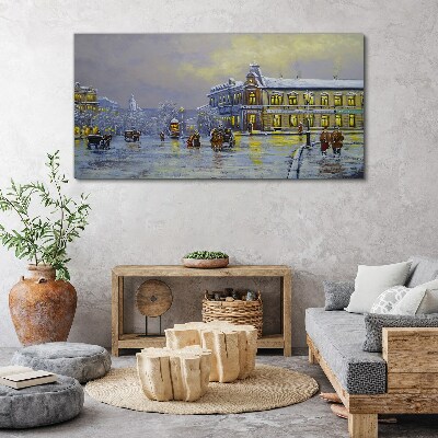 Foto op canvas Een winteravond in de stad