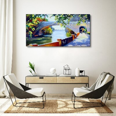 Canvas schilderij Brug in het zonnige park