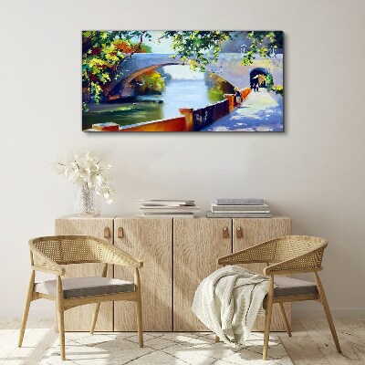 Canvas schilderij Brug in het zonnige park