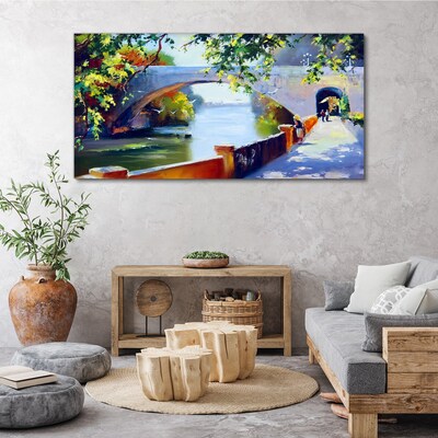 Canvas schilderij Brug in het zonnige park