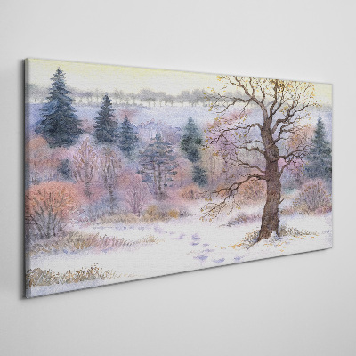 Schilderij op doek Winterlandschap met een eenzame boom