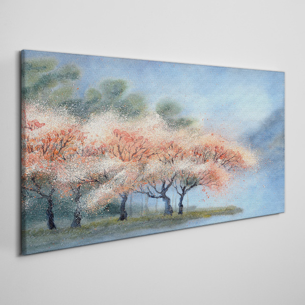 Canvas schilderij Lentebomen in pastelkleuren
