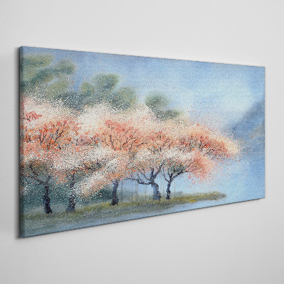 Canvas schilderij Lentebomen in pastelkleuren