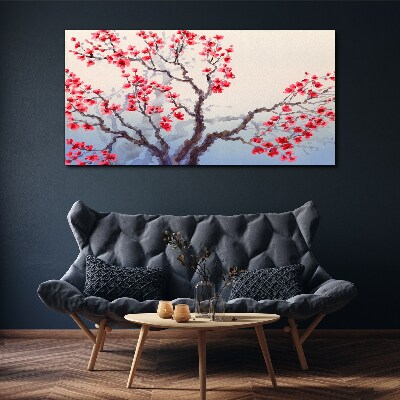 Schilderij op doek Bloemenlandschap van een lenteboom