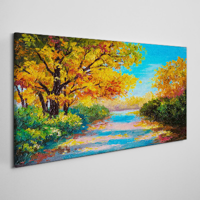 Canvas schilderij Gouden herfst aan de rivier