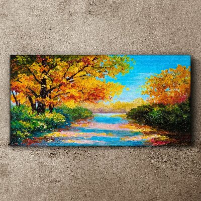Canvas schilderij Gouden herfst aan de rivier