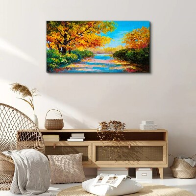 Canvas schilderij Gouden herfst aan de rivier