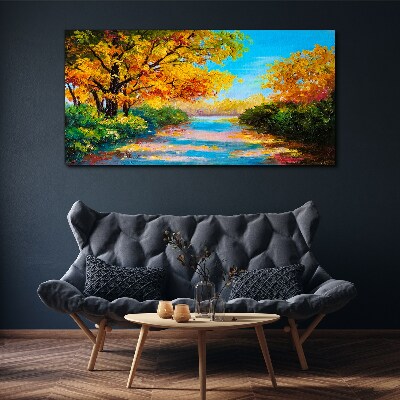 Canvas schilderij Gouden herfst aan de rivier