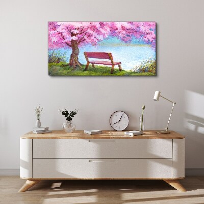 Foto op canvas Lentevrede onder de kersenbloesems
