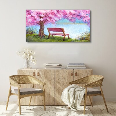 Foto op canvas Lentevrede onder de kersenbloesems