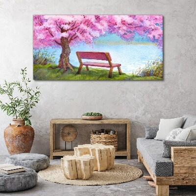 Foto op canvas Lentevrede onder de kersenbloesems