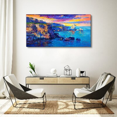 Schilderij op doek Een schilderachtige zonsondergang over de kust