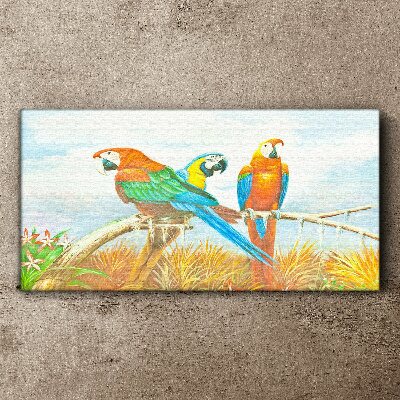 Canvas schilderij Tropische papegaaien op een tak