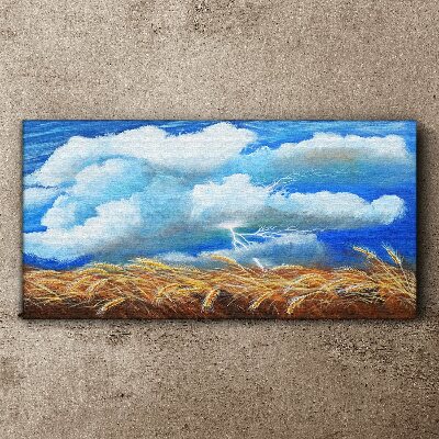 Canvas schilderij Zomerhemel boven een gouden veld