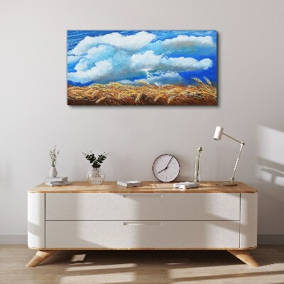Canvas schilderij Zomerhemel boven een gouden veld
