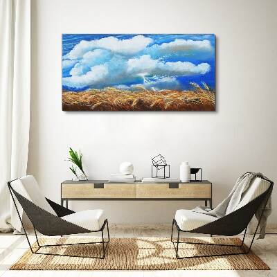 Canvas schilderij Zomerhemel boven een gouden veld