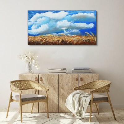 Canvas schilderij Zomerhemel boven een gouden veld