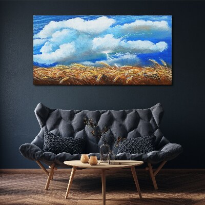 Canvas schilderij Zomerhemel boven een gouden veld