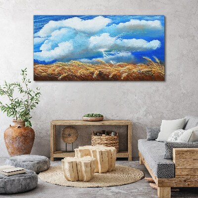 Canvas schilderij Zomerhemel boven een gouden veld