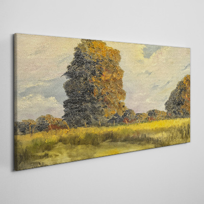 Schilderij op doek Gouden bomen in een zomerlandschap