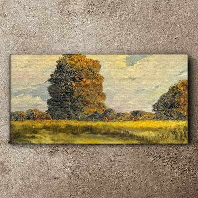 Schilderij op doek Gouden bomen in een zomerlandschap