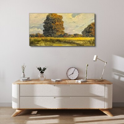 Schilderij op doek Gouden bomen in een zomerlandschap