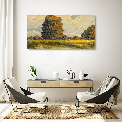 Schilderij op doek Gouden bomen in een zomerlandschap