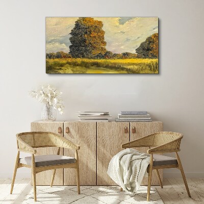 Schilderij op doek Gouden bomen in een zomerlandschap