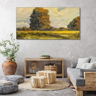 Schilderij op doek Gouden bomen in een zomerlandschap