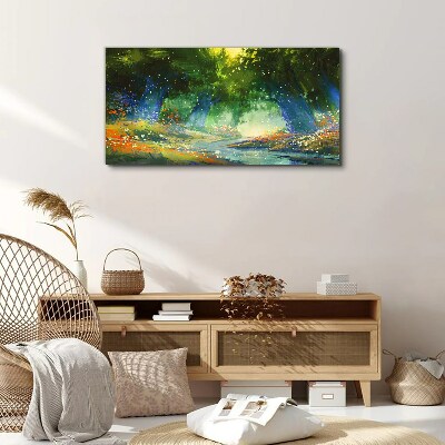 Canvas schilderij Groen bos in het ochtendlicht