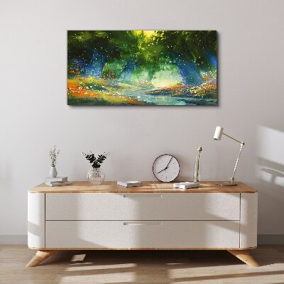 Canvas schilderij Groen bos in het ochtendlicht