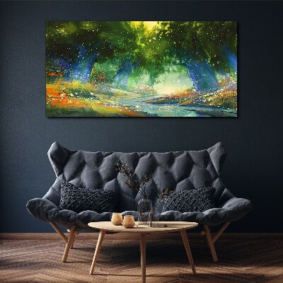 Canvas schilderij Groen bos in het ochtendlicht