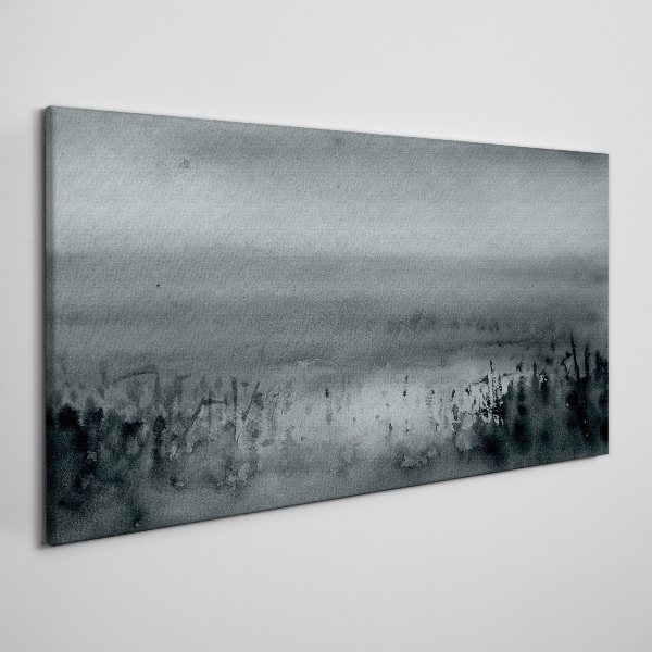 Schilderij op doek Grijs-rotsachtig, mistig landschap