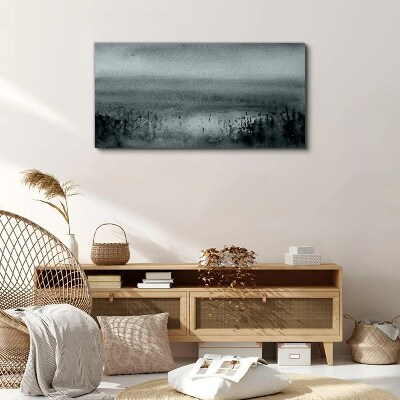 Schilderij op doek Grijs-rotsachtig, mistig landschap