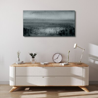 Schilderij op doek Grijs-rotsachtig, mistig landschap