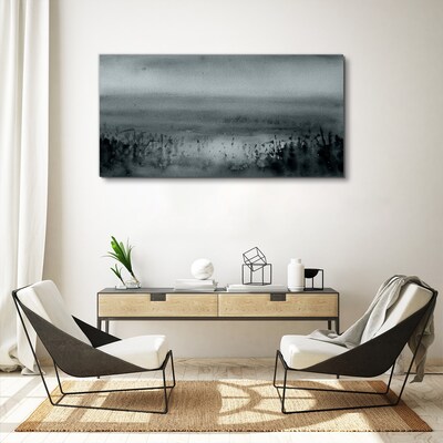 Schilderij op doek Grijs-rotsachtig, mistig landschap