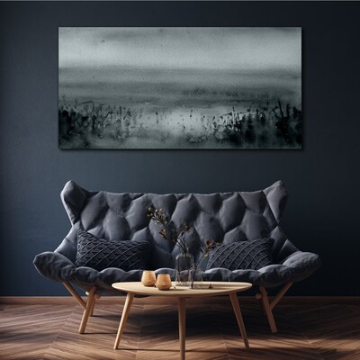 Schilderij op doek Grijs-rotsachtig, mistig landschap