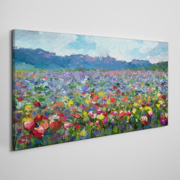 Schilderij op doek Een bloemenlandschap in pastelkleuren