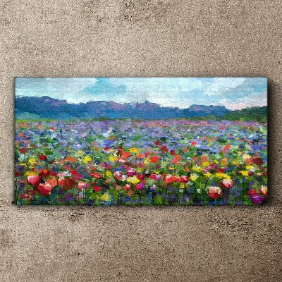 Schilderij op doek Een bloemenlandschap in pastelkleuren
