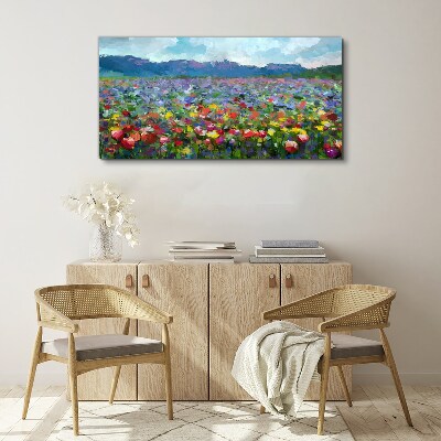 Schilderij op doek Een bloemenlandschap in pastelkleuren