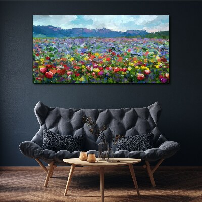 Schilderij op doek Een bloemenlandschap in pastelkleuren