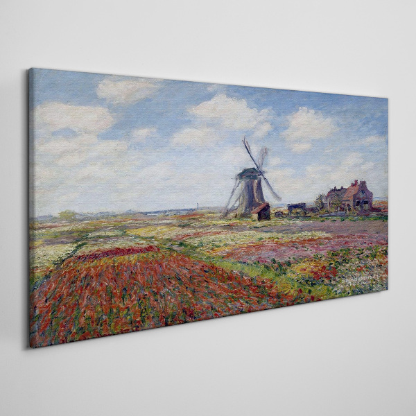 Foto op canvas Landschap met een windmolen