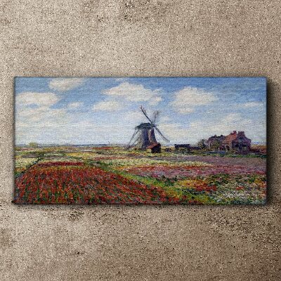 Foto op canvas Landschap met een windmolen