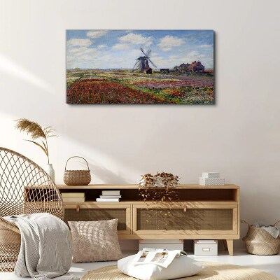 Foto op canvas Landschap met een windmolen