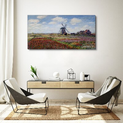 Foto op canvas Landschap met een windmolen