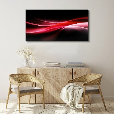 Canvas schilderij Dynamische golven van rood en zwart