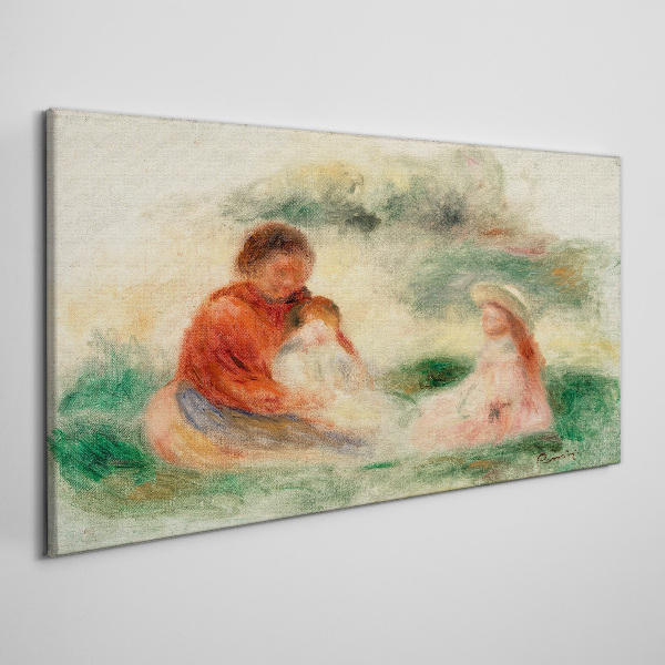 Canvas schilderij Familie in pastelkleuren